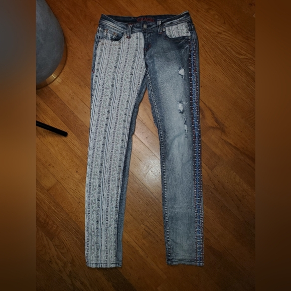 Grace in LA Mixed Pattern Jeans - Picture 2 of 11